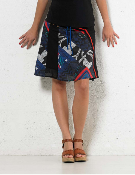 Printed cotton voile skirt with lining