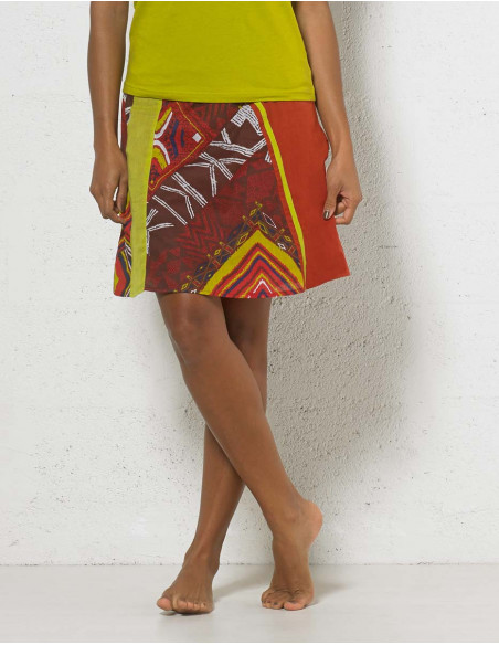 Printed cotton voile skirt with lining