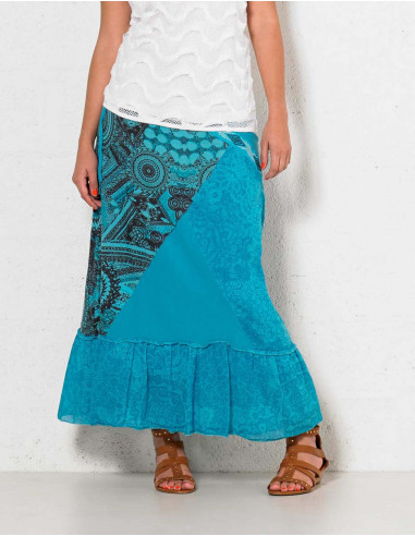 Cotton voile long skirt with lining