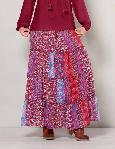 Polyester long skirt with lining