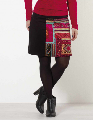 98% Cotton 2% Elastane velvet skirt with tsigane print