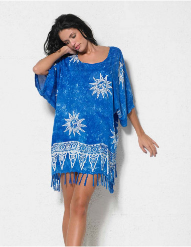 Viscose fringed tunic