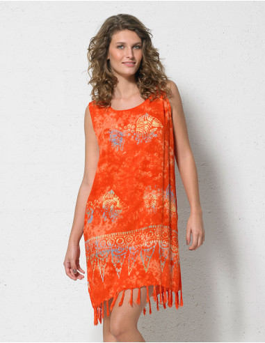 Viscose fringed minidress