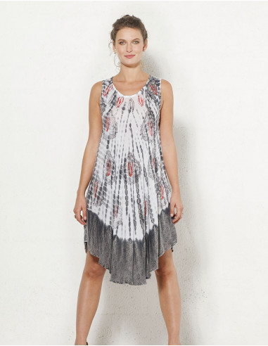 Robe Courte Viscose Crepe Sans Manches