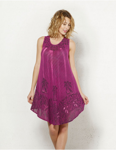 Robe Courte Viscose Crepe Fil Argent San