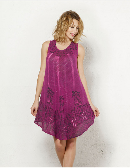 Robe Courte Viscose Crepe Fil Argent San