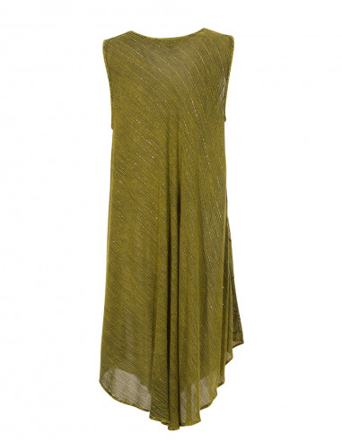 Robe Courte Viscose Crepe Fil Argent San