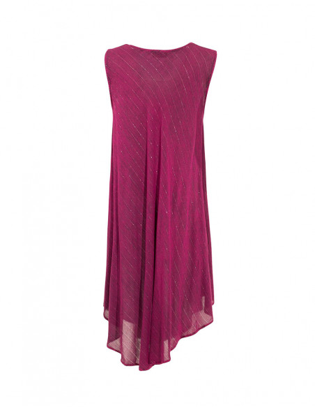 Robe Courte Viscose Crepe Fil Argent San