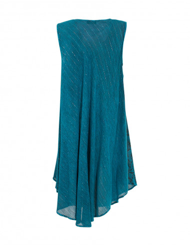 Robe Courte Viscose Crepe Fil Argent San