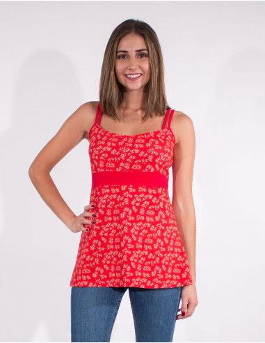 Tee shirt 97 cotton 3 elastane straps in eclat print