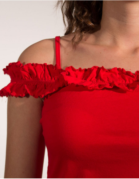 Tshirt 97% Coton 3 Elasthanne Uni Bretel