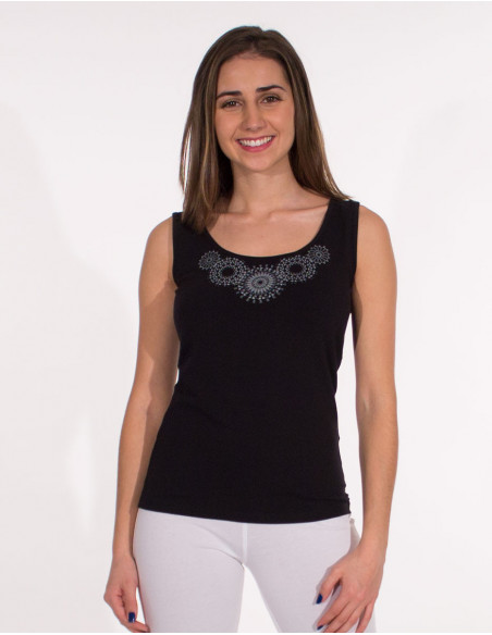 95% cotton 5% elastane mandala sleeveless tee shirt