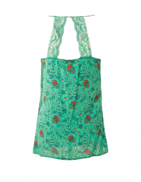 Top Viscose Dos Dentelle Imprime Antika