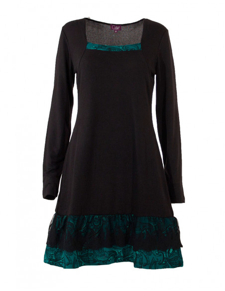 Robe courte manches longues volants