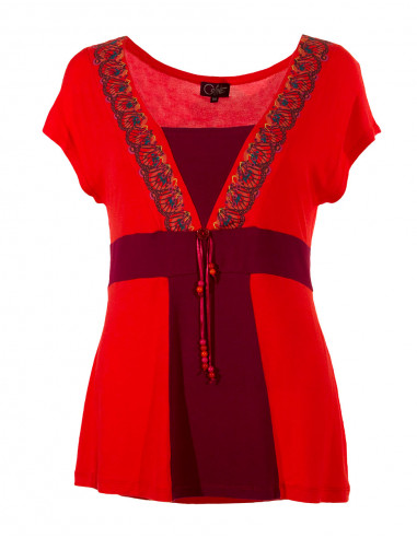 95% rayon 5% spandex tee shirt with short sleeves