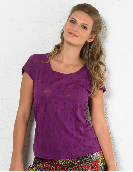 Tee shirt manches courtes effet dévoré