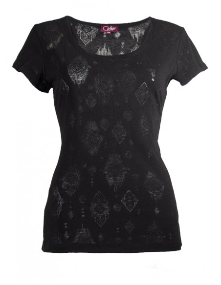 Tee shirt manches courtes effet dévoré