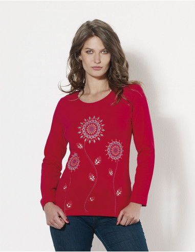 Tee Shirt 95% Coton 5% Elasthanne Fleurs