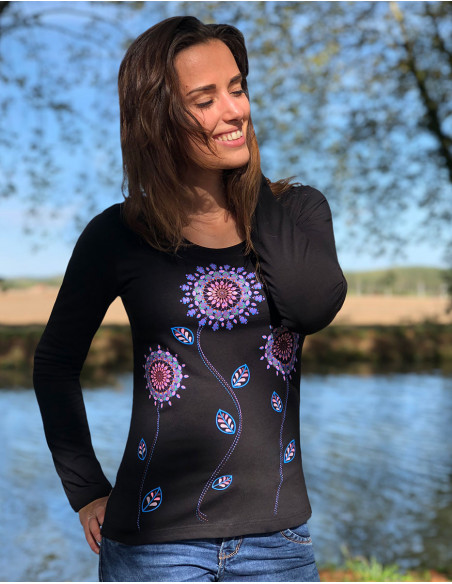 Tee Shirt 95% Coton 5% Elasthanne Fleurs