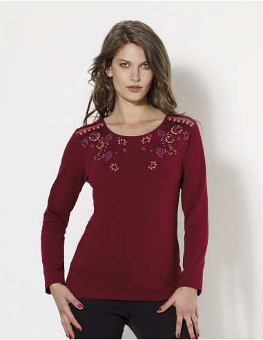 Tee Shirt 95% Coton 5% Elasthanne Fleurs