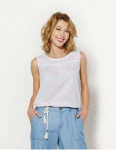 Chemisier Crepe De Coton Sans Manches