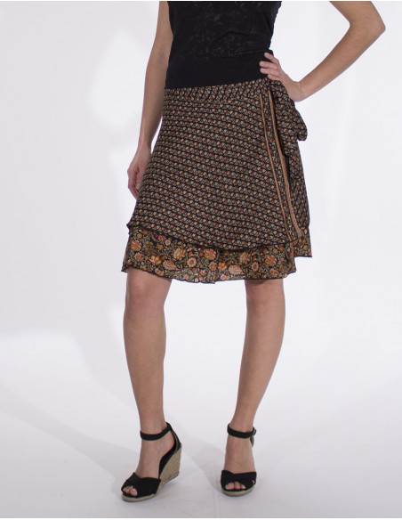 Jupe courte portefeuille polyester