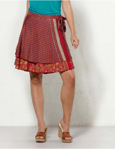 Short wrap-around polyester sari skirt