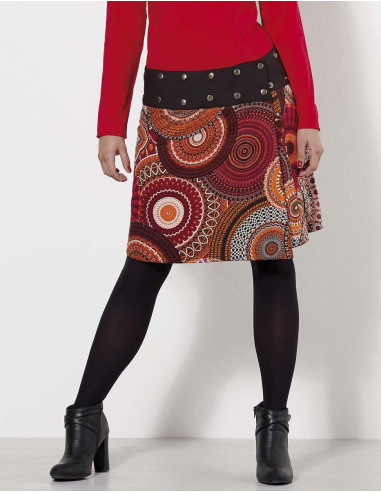 Cotton reversible skirt with bamako gabon print