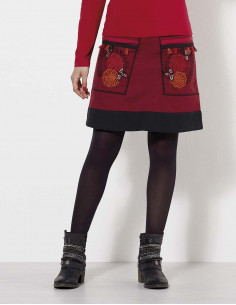Cotton skirt with embroideries and pompoms 2