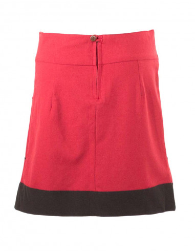 Cotton skirt with embroideries and pompoms