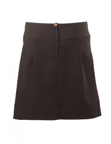 Cotton skirt with embroideries and pompoms