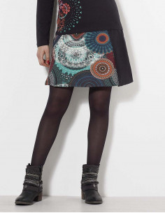 Knitted 97% cotton 3% elastane skirt with bamako print 2