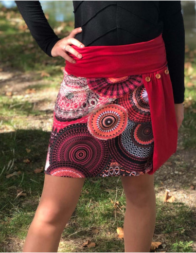 Knitted 97% cotton 3% elastane skirt with bamako print