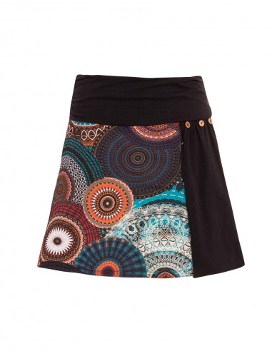 Knitted 97% cotton 3% elastane skirt with bamako print