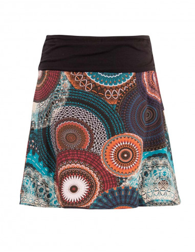 Knitted 97% cotton 3% elastane skirt with bamako print