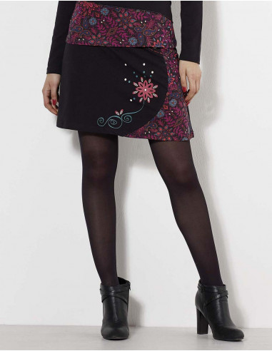 Knitted 97% cotton 3% elastane skirt with laure print