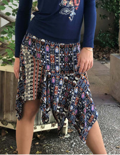 Rayon crepe skirt with lining and santiago print