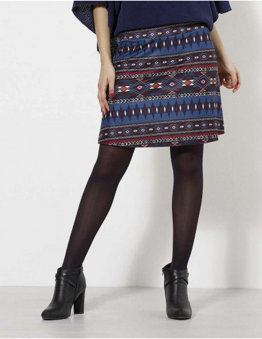 Knitted 97% polyester 3% elastane skirt with mexico print