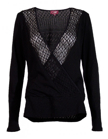 Pull en maille effet cache coeur