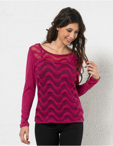 Knitted polyester pullover with long sleeves