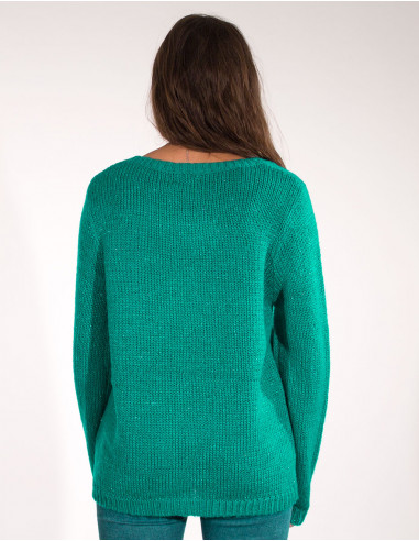 Pull Maille 95%Acrylique 5%Fil Metalliqu