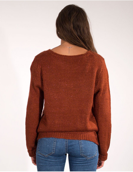 Pull Maille 95%Acrylique 5%Fil Metalliqu