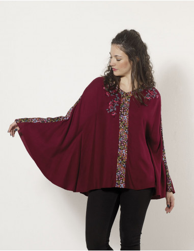 Poncho Viscose Brode Mousse Crepe