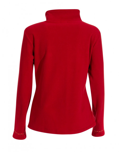 Knitted polyester polar jacket with embroideries