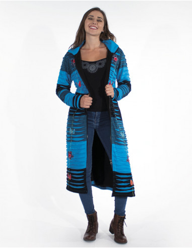 Coat Knit Cotton Embroidery Patchwork Soft