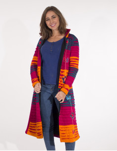 Manteau Maille Coton Brode Patchwork Dou 2