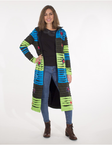 Coat Knit Cotton Embroidery Patchwork Soft