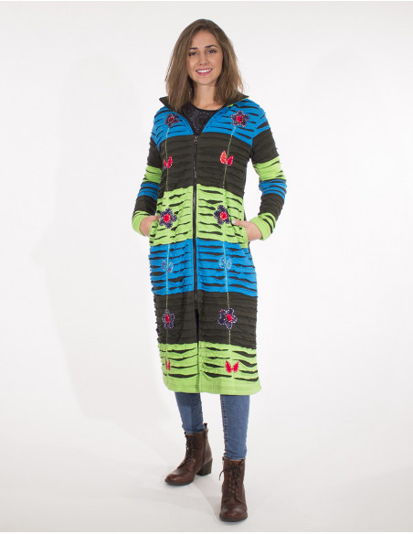 Coat Knit Cotton Embroidery Patchwork Soft