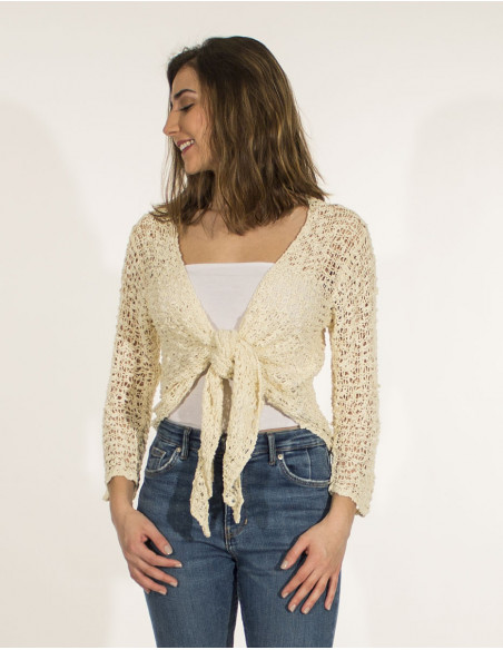 Popcorn polyester knitted jacket