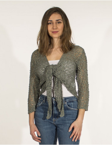 Popcorn polyester knitted jacket